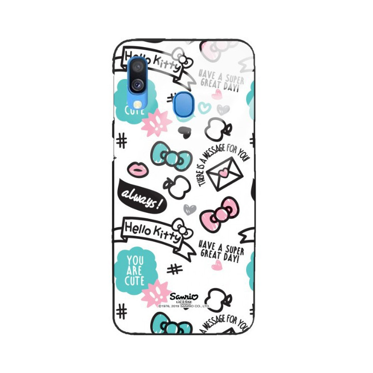 ETUI BLACK CASE GLASS NA TELEFON SAMSUNG GALAXY A40 ST_HELLO-KITTY297