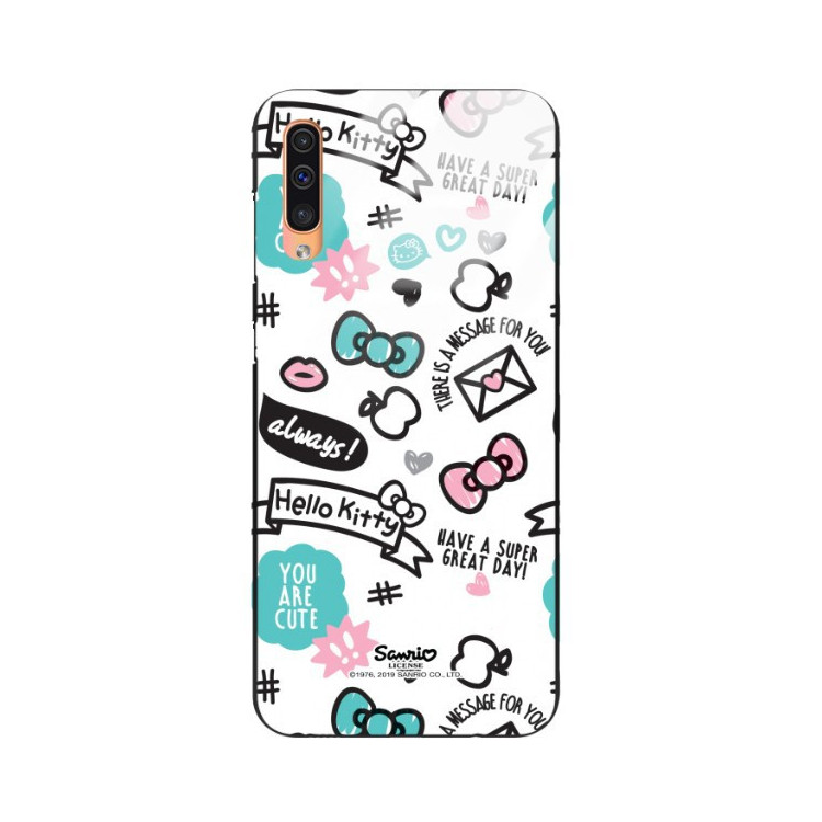 ETUI BLACK CASE GLASS NA TELEFON SAMSUNG GALAXY A50 ST_HELLO-KITTY297