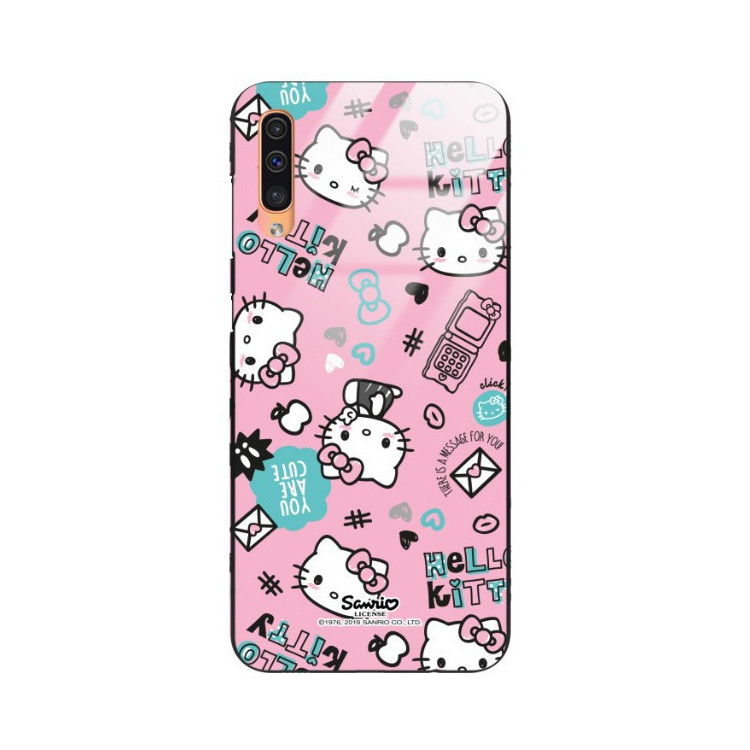 ETUI BLACK CASE GLASS NA TELEFON SAMSUNG GALAXY A50 ST_HELLO-KITTY298