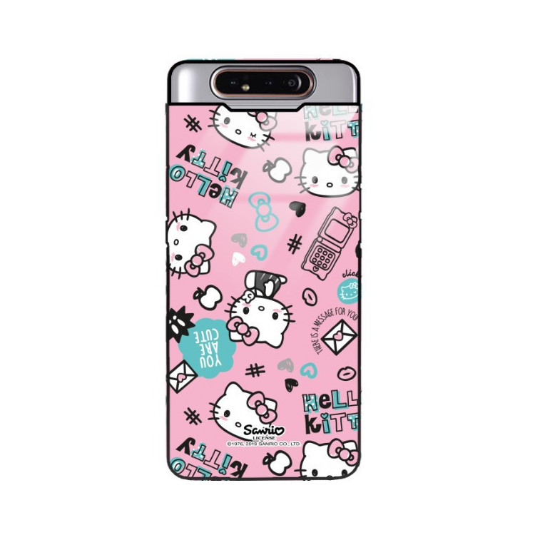 ETUI BLACK CASE GLASS NA TELEFON SAMSUNG GALAXY A80 ST_HELLO-KITTY298