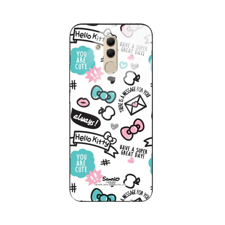 ETUI BLACK CASE GLASS NA TELEFON HUAWEI MATE 20 LITE ST_HELLO-KITTY297