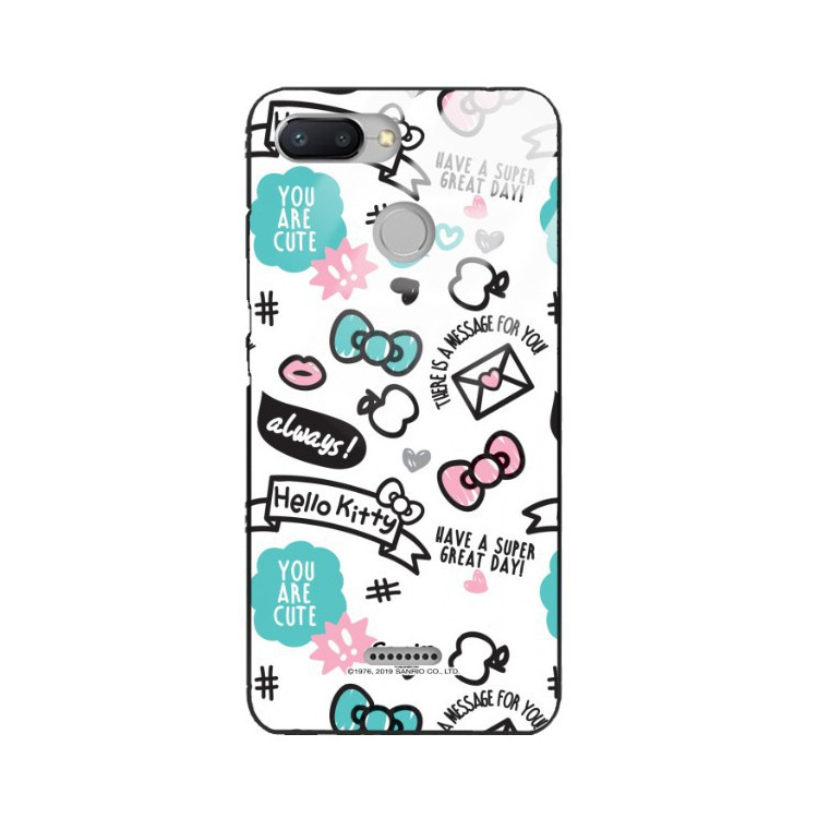 ETUI BLACK CASE GLASS NA TELEFON XIAOMI REDMI 6 ST_HELLO-KITTY297