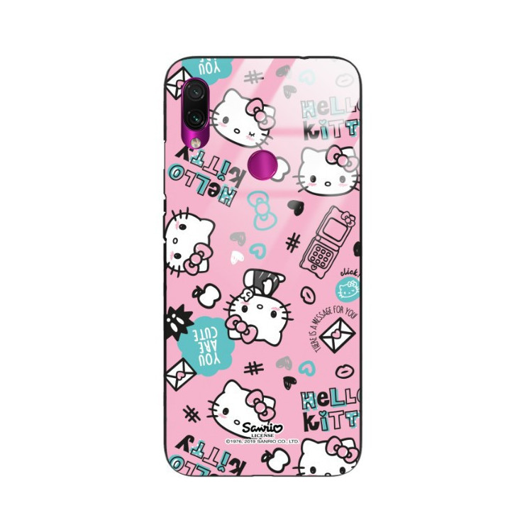 ETUI BLACK CASE GLASS NA TELEFON XIAOMI REDMI NOTE 7 ST_HELLO-KITTY298