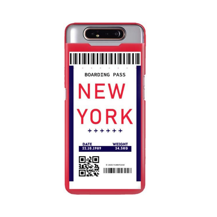 Etui Samsung GALAXY A80, Etui Boarding Card Wzory Transparentny - FunnyCase