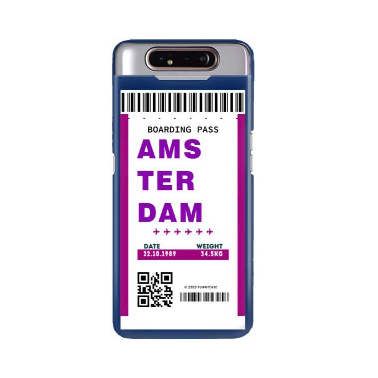 Etui Samsung GALAXY A80, Etui Boarding Card Wzory Transparentny - FunnyCase