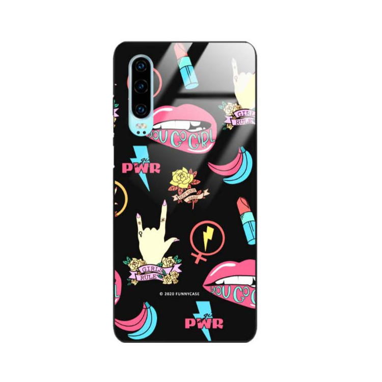 Black Case Wzory ST_FEM Huawei P30  - FunnyCase 