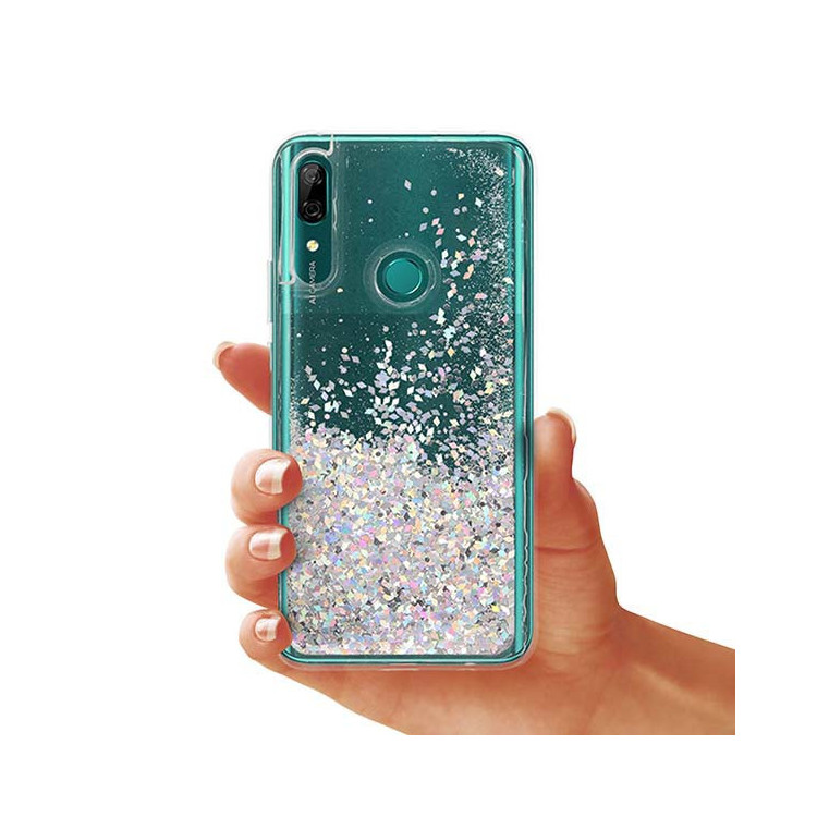 ETUI LIQUID SPARKLE NA TELEFON HUAWEI P SMART Z / Y9 PRIME 2019 SREBRNY