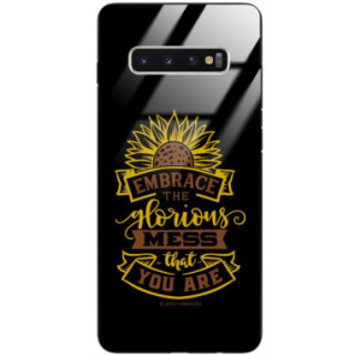 ETUI BLACK CASE GLASS NA TELEFON SAMSUNG GALAXY S10 PLUS ST_SUNFLOWERS-2020-1-105