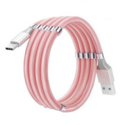 KABEL USB IPHONE MAGNETYCZNY ZWIJANY SZYBKIE ŁADOWANIE RÓŻOWY