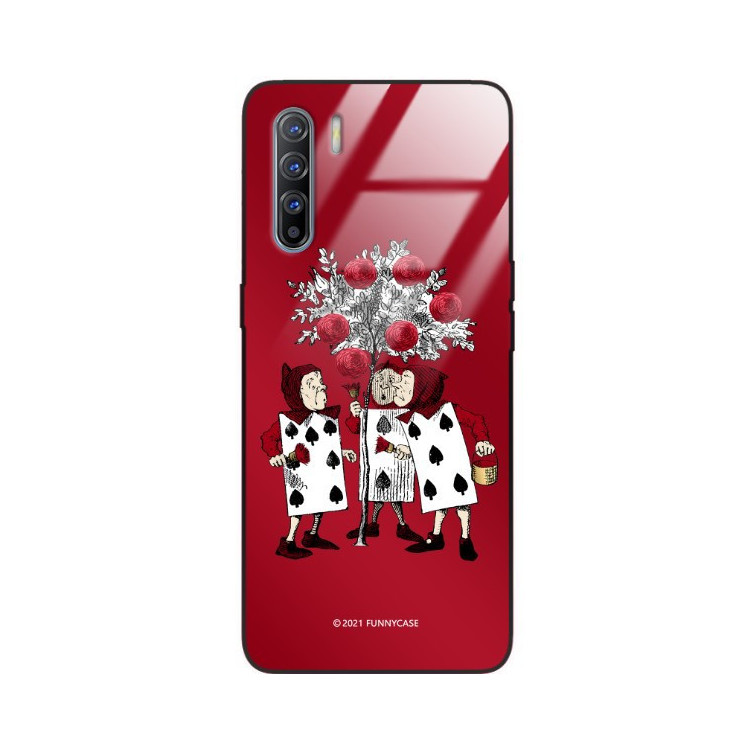 ETUI BLACK CASE GLASS NA TELEFON OPPO A91 / RENO 3 ST_QUEEN-OF-CARDS-201