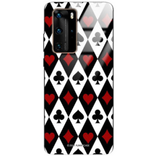 ETUI BLACK CASE GLASS NA TELEFON HUAWEI P40 PRO PLUS ST_QUEEN-OF-CARDS-206