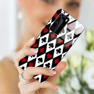 ETUI BLACK CASE GLASS NA TELEFON HUAWEI P40 PRO PLUS ST_QUEEN-OF-CARDS-206