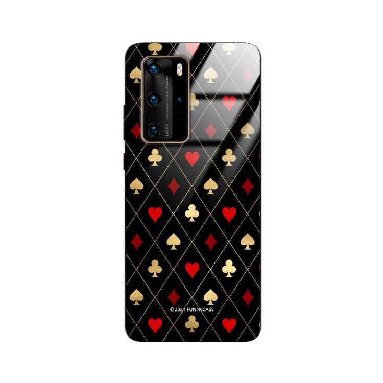 ETUI BLACK CASE GLASS NA TELEFON HUAWEI P40 PRO PLUS ST_QUEEN-OF-CARDS-207