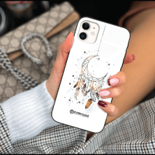 ETUI BLACK CASE GLASS NA TELEFON APPLE IPHONE 11 DREAMCATCHER BOHO