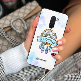 ETUI BLACK CASE GLASS NA TELEFON XIAOMI POCO F1 MAKRAMA BOHO