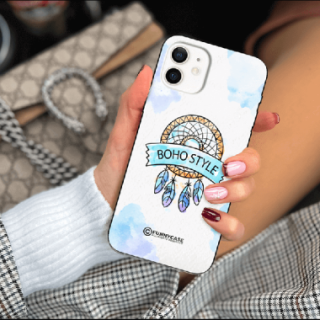 ETUI BLACK CASE GLASS NA TELEFON APPLE IPHONE 12 MAKRAMA BOHO