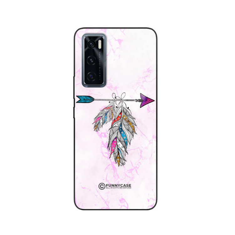 ETUI BLACK CASE GLASS NA TELEFON VIVO V20SE PASTELOWE PIÓRO BOHO