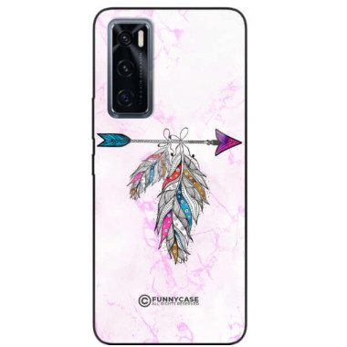 ETUI BLACK CASE GLASS NA TELEFON VIVO V20SE PASTELOWE PIÓRO BOHO