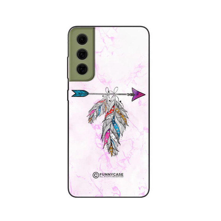 ETUI BLACK CASE GLASS NA TELEFON SAMSUNG GALAXY S21FE PASTELOWE PIÓRO BOHO