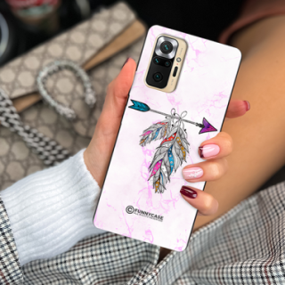 ETUI BLACK CASE GLASS NA TELEFON XIAOMI REDMI NOTE 10 PRO / PRO MAX PASTELOWE PIÓRO BOHO