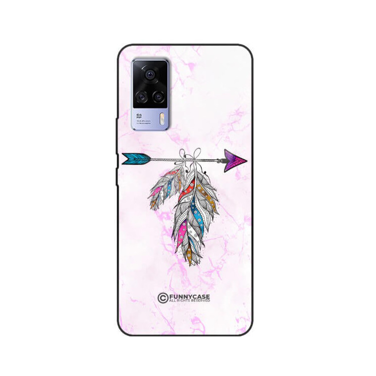 ETUI BLACK CASE GLASS NA TELEFON VIVO S9E PASTELOWE PIÓRO BOHO