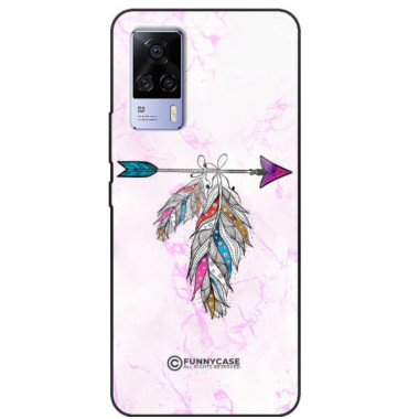 ETUI BLACK CASE GLASS NA TELEFON VIVO S9E PASTELOWE PIÓRO BOHO