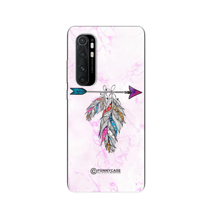 ETUI BLACK CASE GLASS NA TELEFON XIAOMI Mi NOTE 10 LITE PASTELOWE PIÓRO BOHO