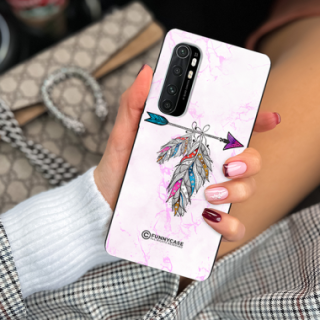 ETUI BLACK CASE GLASS NA TELEFON XIAOMI Mi NOTE 10 LITE PASTELOWE PIÓRO BOHO