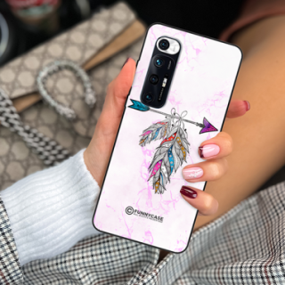 ETUI BLACK CASE GLASS NA TELEFON XIAOMI Mi 10s PASTELOWE PIÓRO BOHO