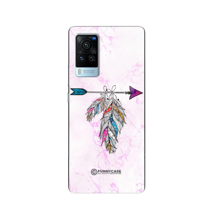 ETUI BLACK CASE GLASS NA TELEFON VIVO X60 PRO PASTELOWE PIÓRO BOHO