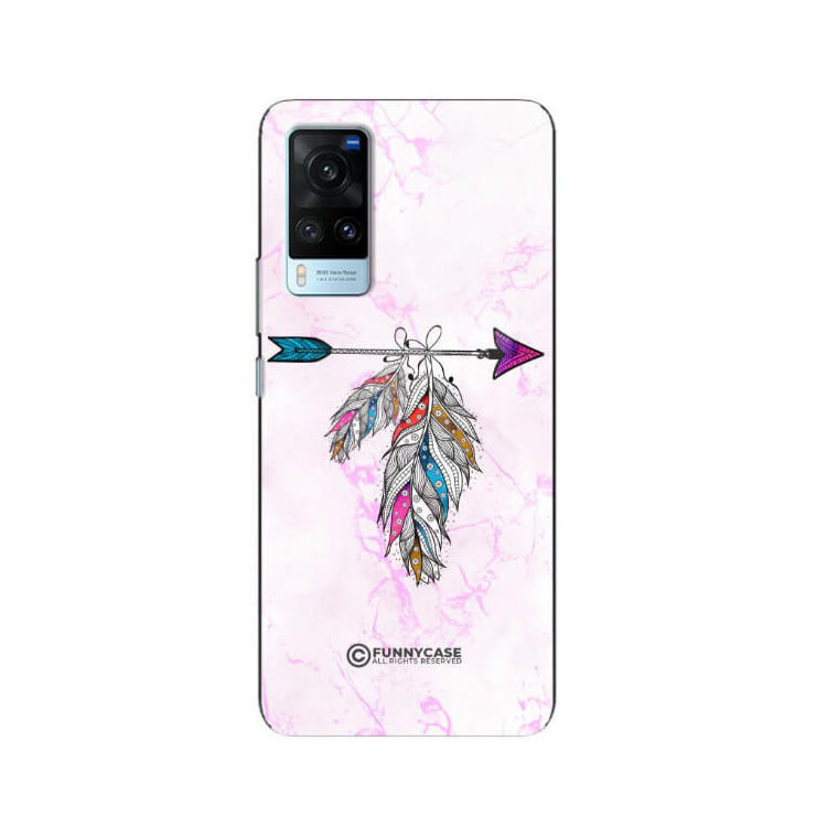 ETUI BLACK CASE GLASS NA TELEFON VIVO X60 PASTELOWE PIÓRO BOHO