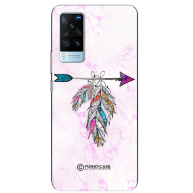 ETUI BLACK CASE GLASS NA TELEFON VIVO X60 PASTELOWE PIÓRO BOHO