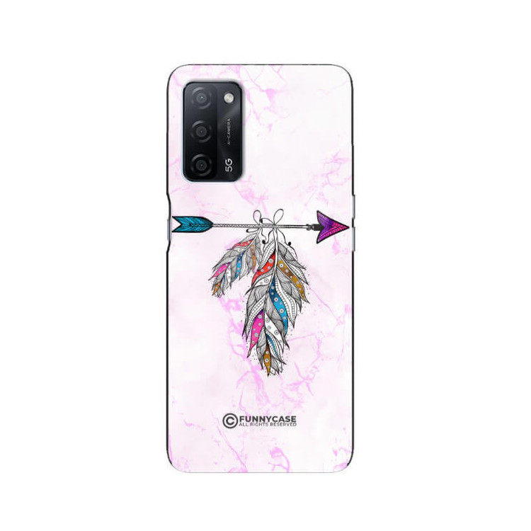 ETUI BLACK CASE GLASS NA TELEFON OPPO A55 PASTELOWE PIÓRO BOHO