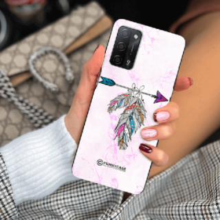 ETUI BLACK CASE GLASS NA TELEFON OPPO A55 PASTELOWE PIÓRO BOHO