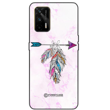 ETUI BLACK CASE GLASS NA TELEFON REALME GT PASTELOWE PIÓRO BOHO