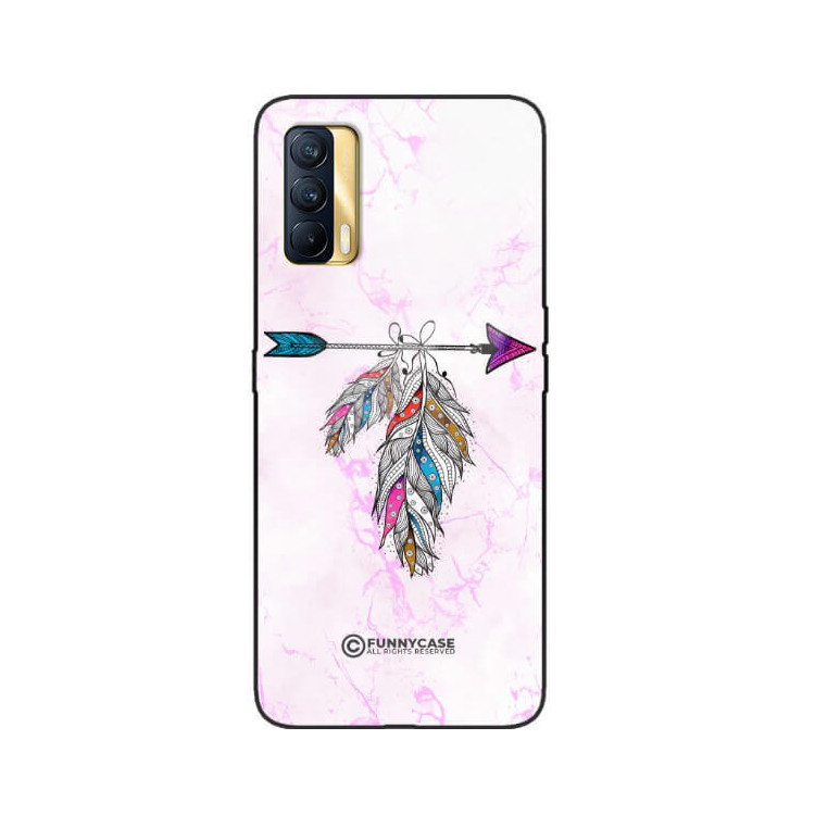 ETUI BLACK CASE GLASS NA TELEFON REALME V15 PASTELOWE PIÓRO BOHO