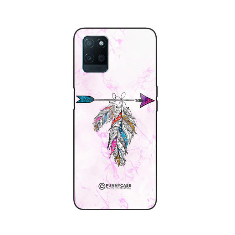 ETUI BLACK CASE GLASS NA TELEFON REALME V11 PASTELOWE PIÓRO BOHO