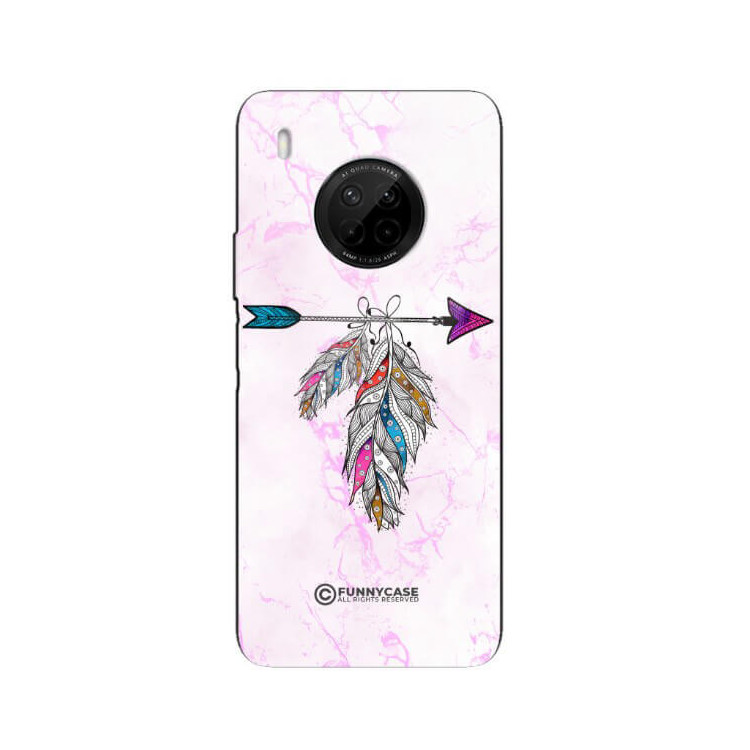 ETUI BLACK CASE GLASS NA TELEFON HUAWEI Y9A PASTELOWE PIÓRO BOHO