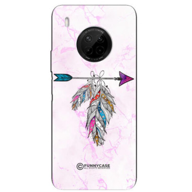 ETUI BLACK CASE GLASS NA TELEFON HUAWEI Y9A PASTELOWE PIÓRO BOHO