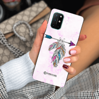 ETUI BLACK CASE GLASS NA TELEFON ONEPLUS 8T PASTELOWE PIÓRO BOHO