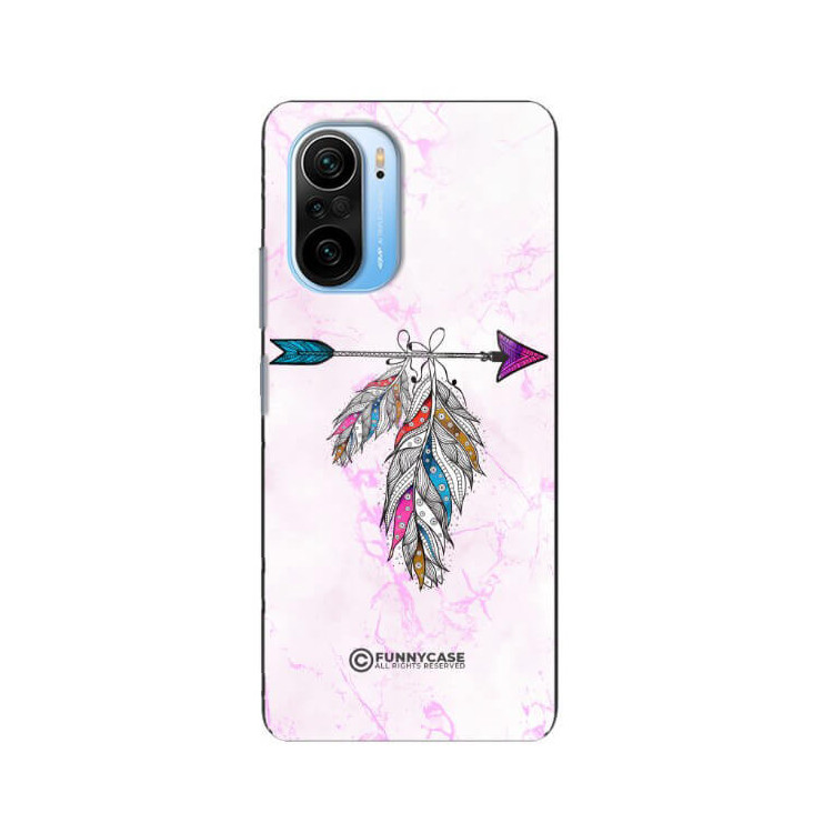 ETUI BLACK CASE GLASS NA TELEFON XIAOMI REDMI K40 / K40 PRO PASTELOWE PIÓRO BOHO