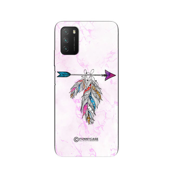 ETUI BLACK CASE GLASS NA TELEFON XIAOMI POCO M3 PASTELOWE PIÓRO BOHO