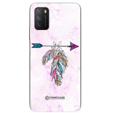 ETUI BLACK CASE GLASS NA TELEFON XIAOMI POCO M3 PASTELOWE PIÓRO BOHO