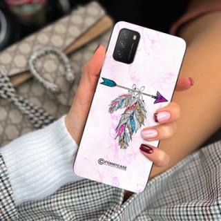 ETUI BLACK CASE GLASS NA TELEFON XIAOMI POCO M3 PASTELOWE PIÓRO BOHO