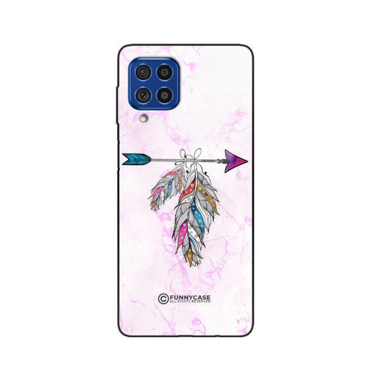 ETUI BLACK CASE GLASS NA TELEFON SAMSUNG GALAXY F62 / M62 PASTELOWE PIÓRO BOHO