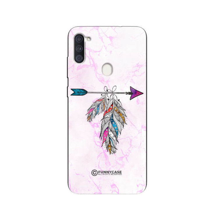 ETUI BLACK CASE GLASS NA TELEFON SAMSUNG GALAXY A11 / M11 PASTELOWE PIÓRO BOHO