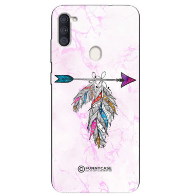 ETUI BLACK CASE GLASS NA TELEFON SAMSUNG GALAXY A11 / M11 PASTELOWE PIÓRO BOHO