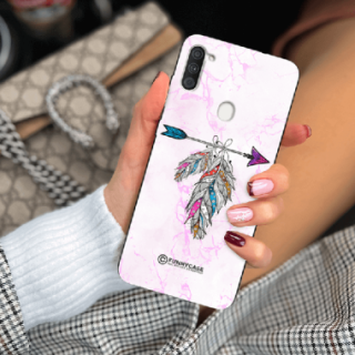 ETUI BLACK CASE GLASS NA TELEFON SAMSUNG GALAXY A11 / M11 PASTELOWE PIÓRO BOHO