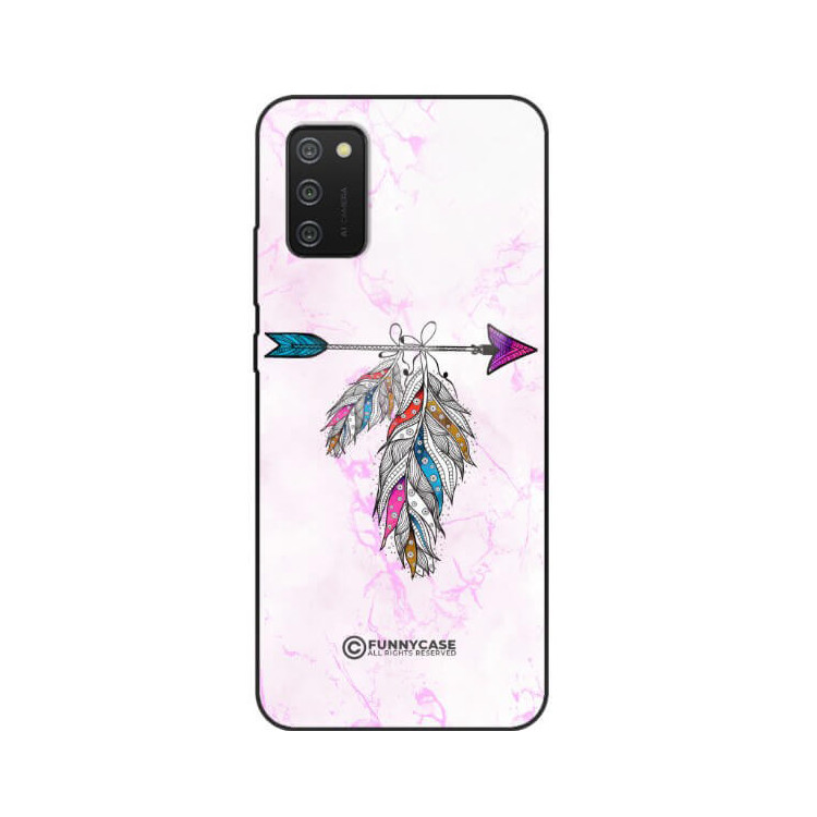 ETUI BLACK CASE GLASS NA TELEFON SAMSUNG GALAXY A02S PASTELOWE PIÓRO BOHO