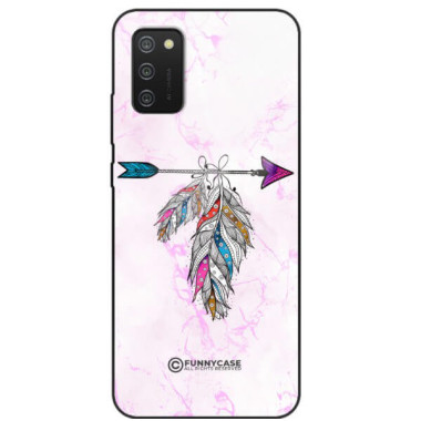 ETUI BLACK CASE GLASS NA TELEFON SAMSUNG GALAXY A02S PASTELOWE PIÓRO BOHO